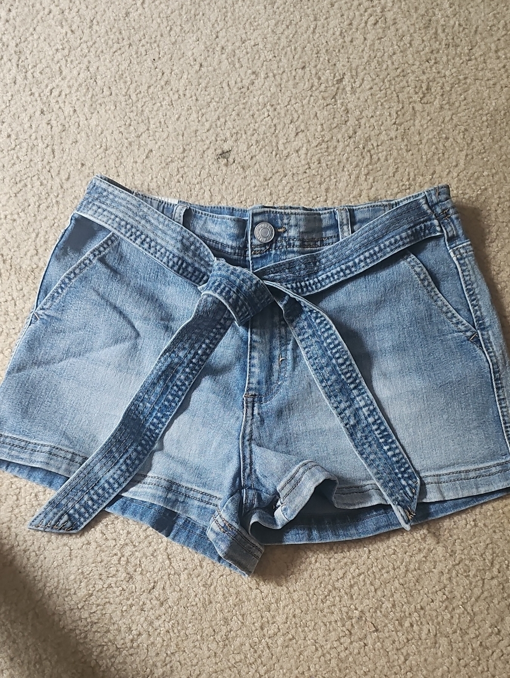 Almost Famous Light Blue Denim Tie-Waist Shorts